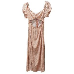 Vintage Flashing Lights Cottagecore Animal Print Cutout Torso Midi Dress Size XL